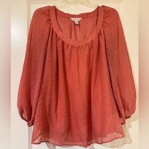 LC Lauren Conrad Textured Coral Blouse